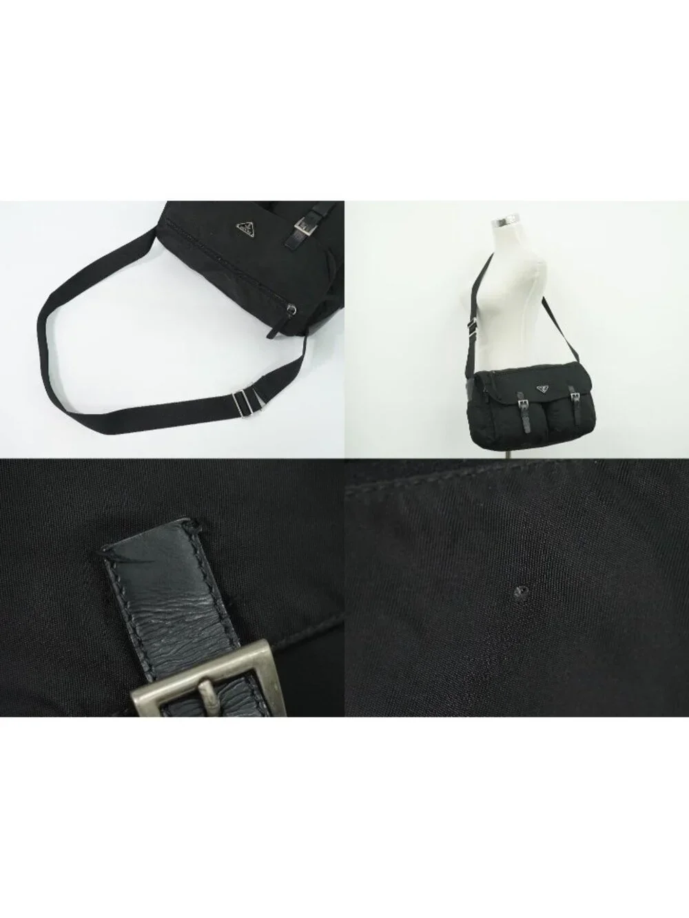 Prada Nylon Shoulder Bag Pochette Black